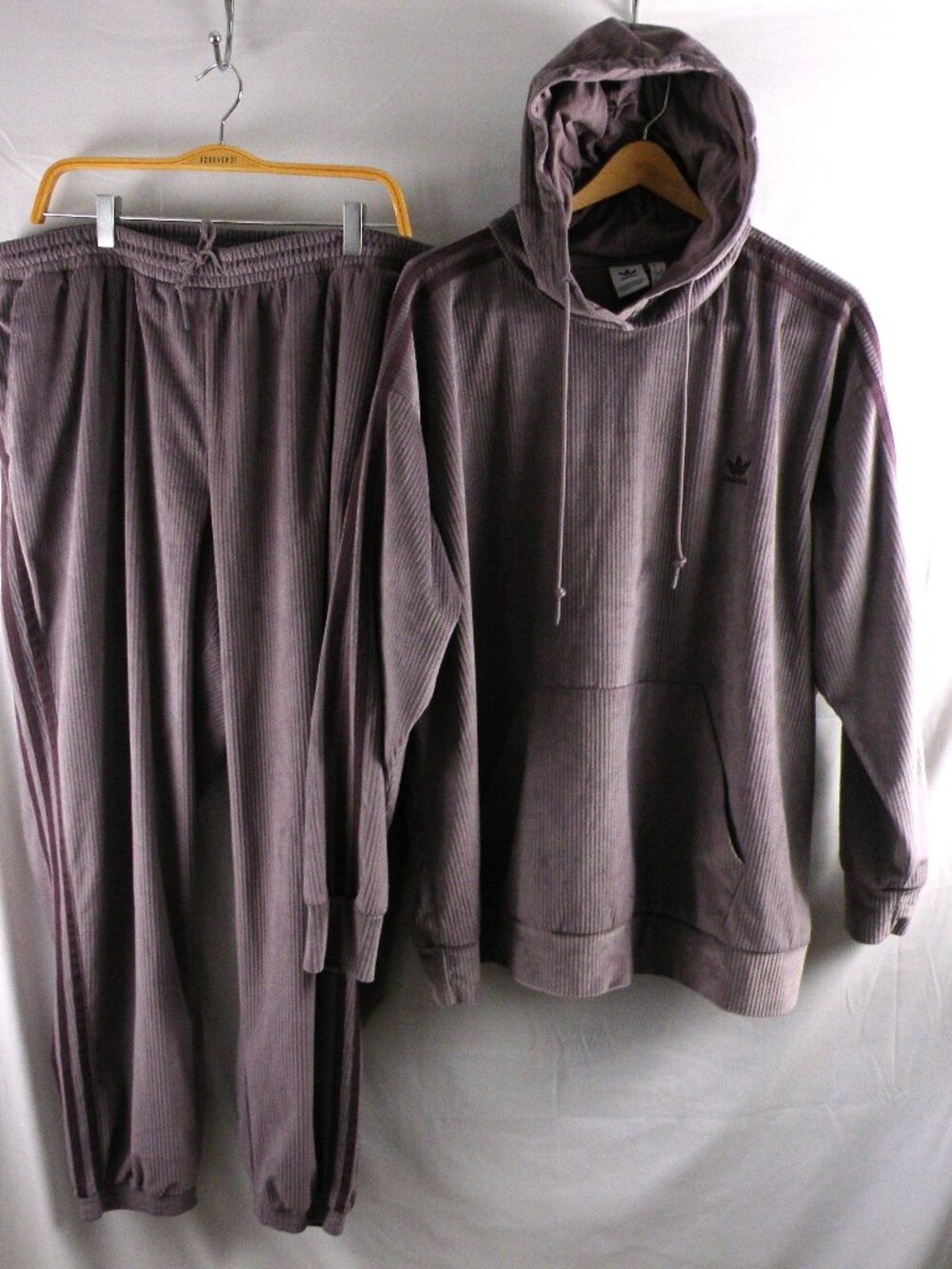 Adidas 3 Stripes track suit Velvet Hoodie Jogger pants Womens 2X